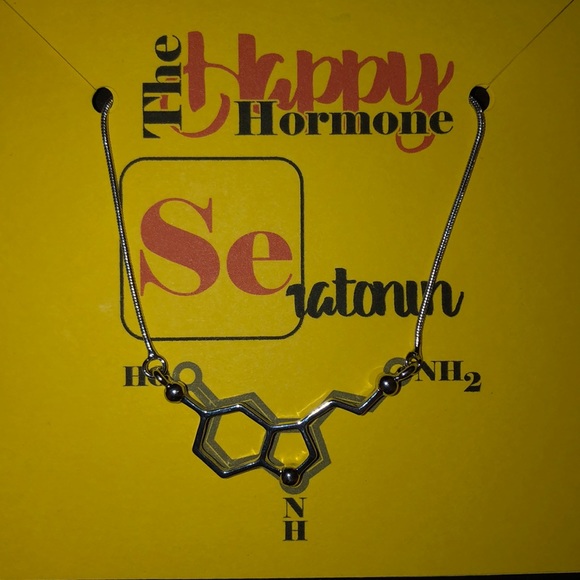 Silver Seratonin Molecule Necklace - Picture 2 of 4